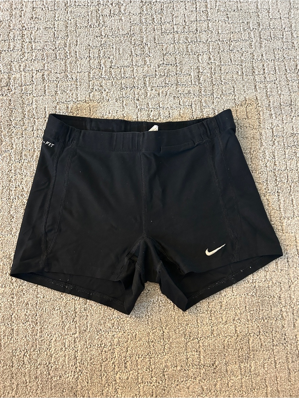 Nike Black Dri-FIT Athletic Shorts with White Swoosh